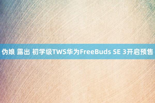 伪娘 露出 初学级TWS华为FreeBuds SE 3开启预售