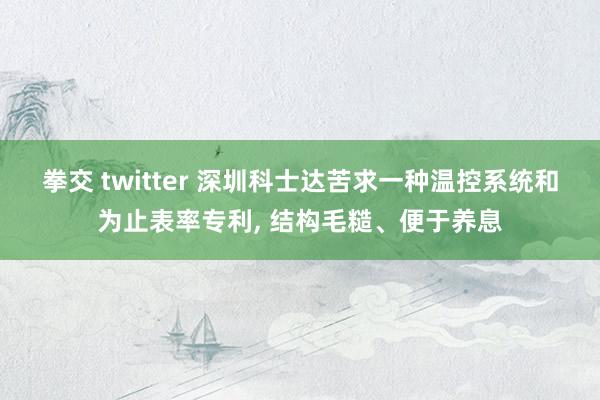 拳交 twitter 深圳科士达苦求一种温控系统和为止表率专利， 结构毛糙、便于养息