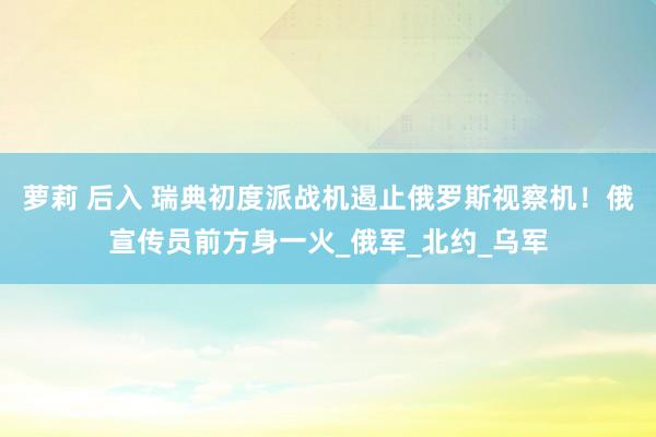 萝莉 后入 瑞典初度派战机遏止俄罗斯视察机！俄宣传员前方身一火_俄军_北约_乌军